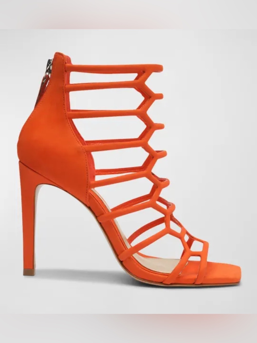 New SCHUTZ Julianna Nubuck Sandal in Orange Size 8.5